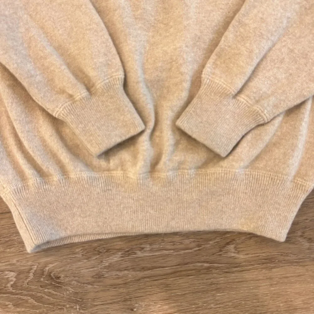 100% Cashmere Crewneck Sweater Oatmeal Mens Medium